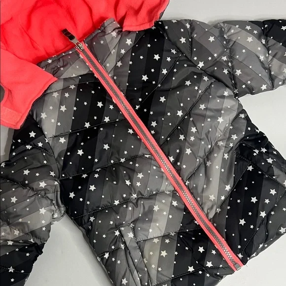 Girls 24M Pink Platinum Starry Black Jacket with Pink Lining - Picture 4 of 9